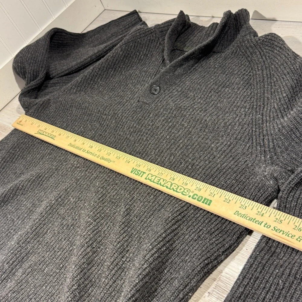 Banana Republic Sweater Charcoal Grey 1/4 Button Pullover Merino Wool Italian XL